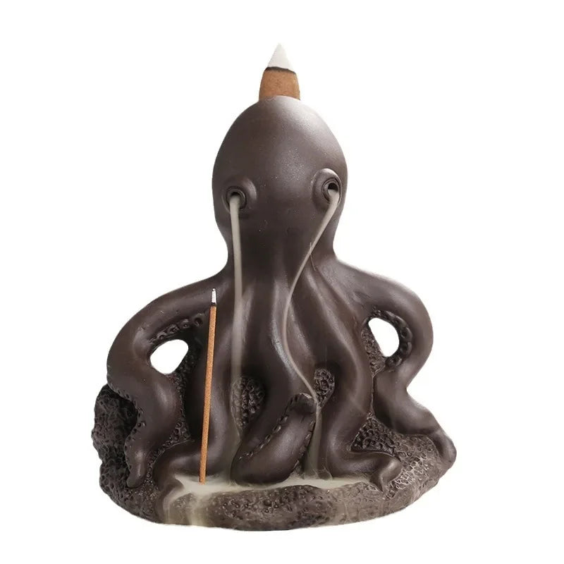 1pc Purple Clay Incense Burner With Creative Octopus Ocean Animal Backflow Incense Holder Incense Stick Burner (Without Incense)-Health Wisdom™