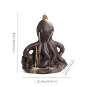 1pc Purple Clay Incense Burner With Creative Octopus Ocean Animal Backflow Incense Holder Incense Stick Burner (Without Incense)-Health Wisdom™