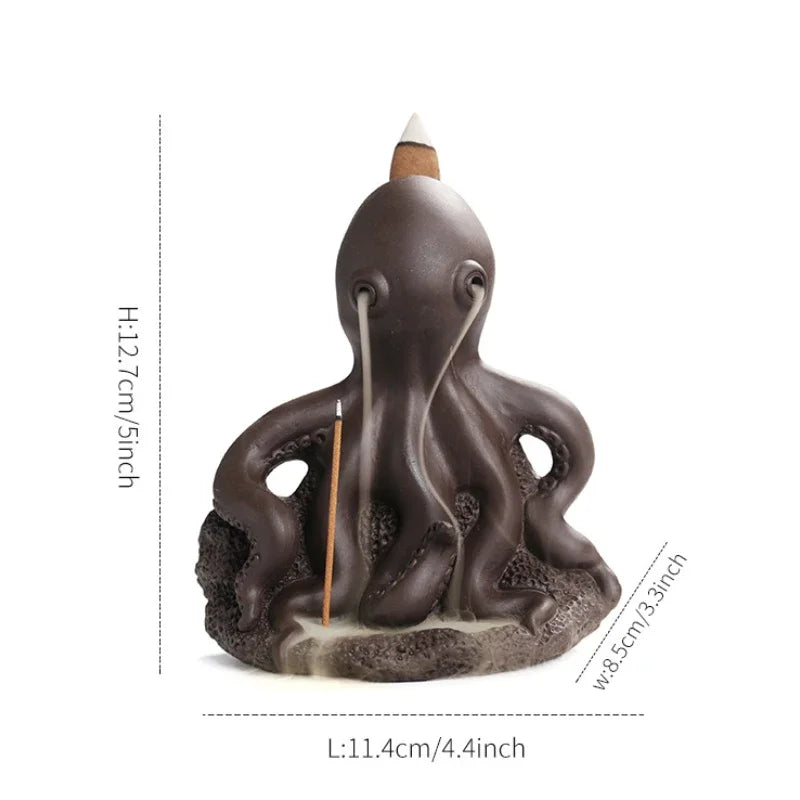 1pc Purple Clay Incense Burner With Creative Octopus Ocean Animal Backflow Incense Holder Incense Stick Burner (Without Incense)-Health Wisdom™