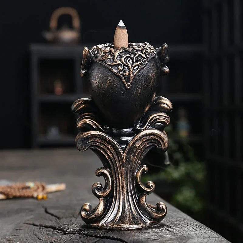 1pc Resin Creative Skull Backflow Incense Burner Aromatherapy For Home Decoration Incense Burner Ornaments (Without Incense)-Health Wisdom™