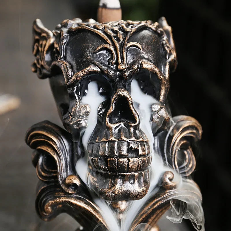 1pc Resin Creative Skull Backflow Incense Burner Aromatherapy For Home Decoration Incense Burner Ornaments (Without Incense)-Health Wisdom™