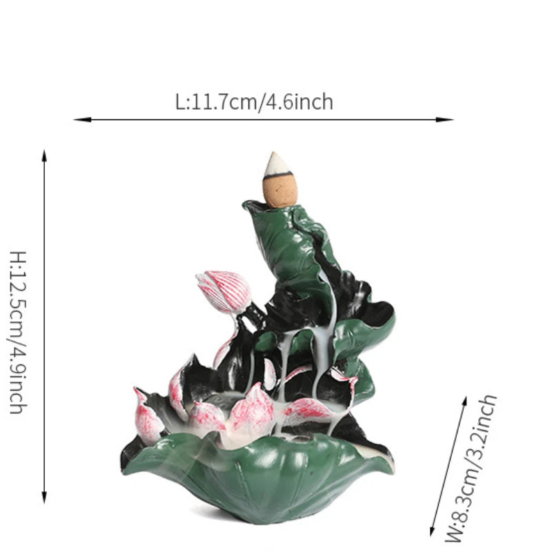 1pc, Resin Lotus Pond Backflow Waterfall Incense Burner Home Decor Ornament Aromatherapy Diffuser Ornaments for Home Decor-Health Wisdom™