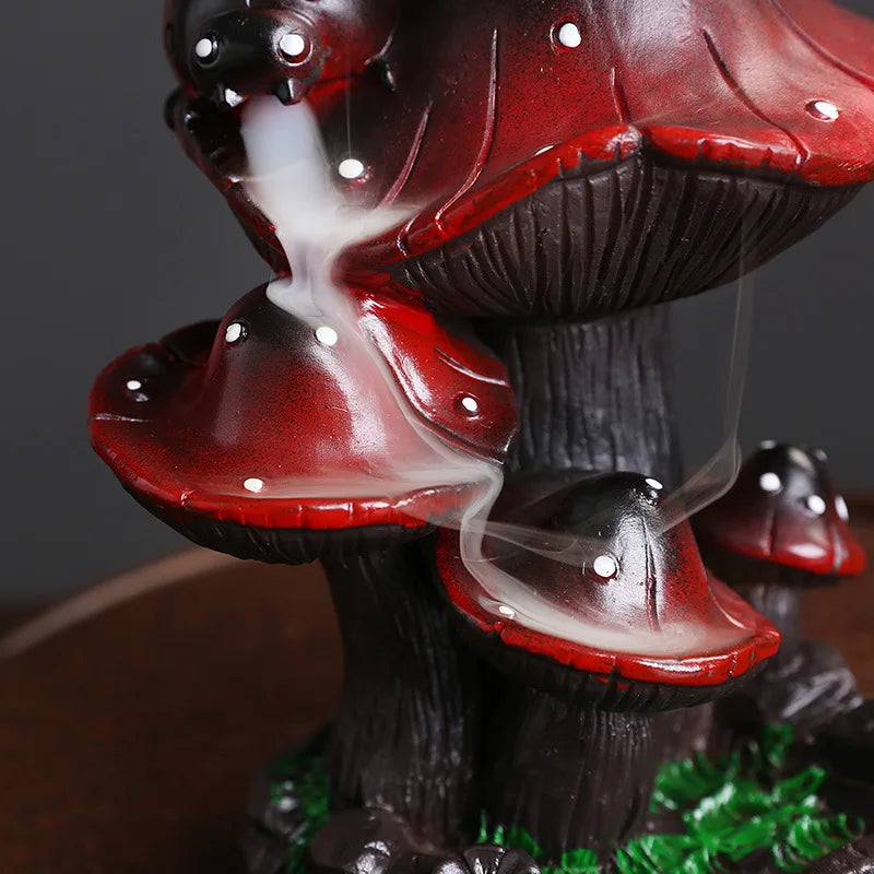1pc, Resin Mushroom Waterfall Backflow Incense Burner Creative Waterfall Backflow Incense Burner Censer (Without Incense）-Health Wisdom™