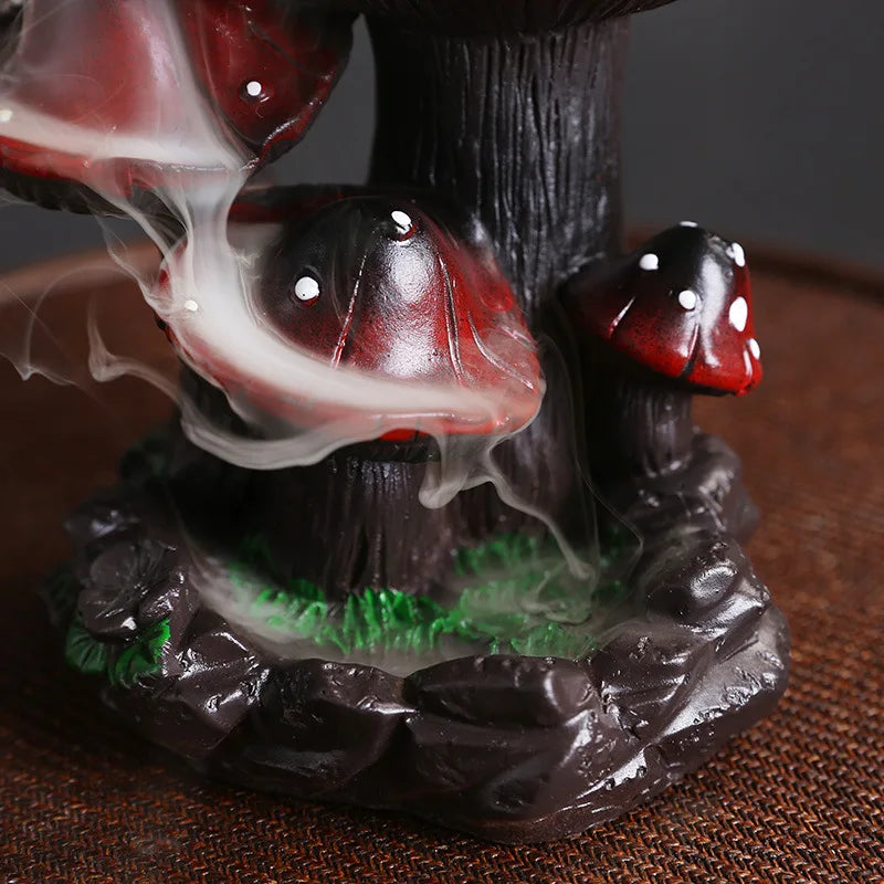 1pc, Resin Mushroom Waterfall Backflow Incense Burner Creative Waterfall Backflow Incense Burner Censer (Without Incense）-Health Wisdom™