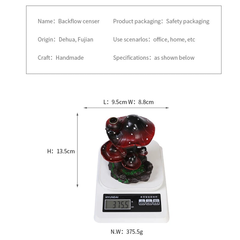 1pc, Resin Mushroom Waterfall Backflow Incense Burner Creative Waterfall Backflow Incense Burner Censer (Without Incense）-Health Wisdom™