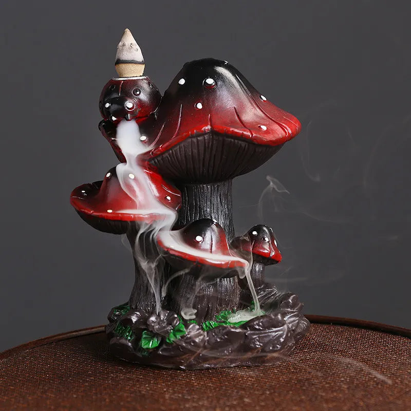 1pc, Resin Mushroom Waterfall Backflow Incense Burner Creative Waterfall Backflow Incense Burner Censer (Without Incense）-Health Wisdom™