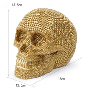 1pc, Resin Sparkling Golden Skull Statue With Intricate Detailing For Office Decoration Or Halloween Party-Health Wisdom™