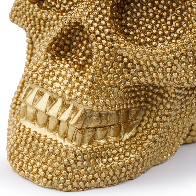 1pc, Resin Sparkling Golden Skull Statue With Intricate Detailing For Office Decoration Or Halloween Party-Health Wisdom™