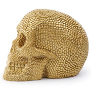 1pc, Resin Sparkling Golden Skull Statue With Intricate Detailing For Office Decoration Or Halloween Party-Health Wisdom™