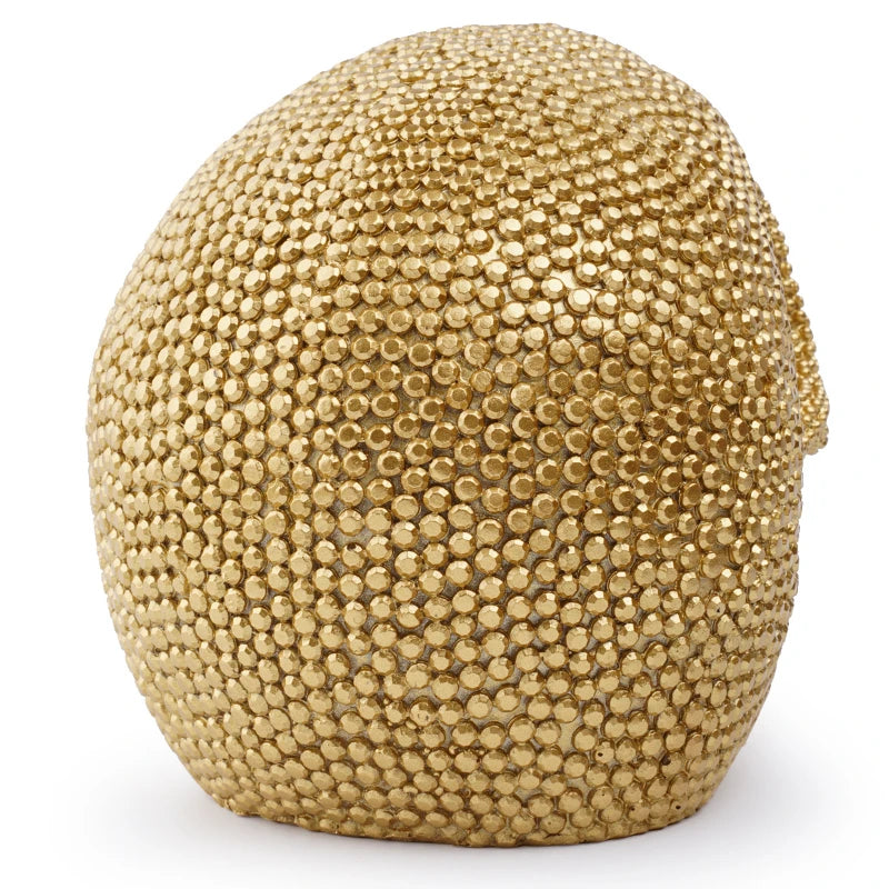 1pc, Resin Sparkling Golden Skull Statue With Intricate Detailing For Office Decoration Or Halloween Party-Health Wisdom™