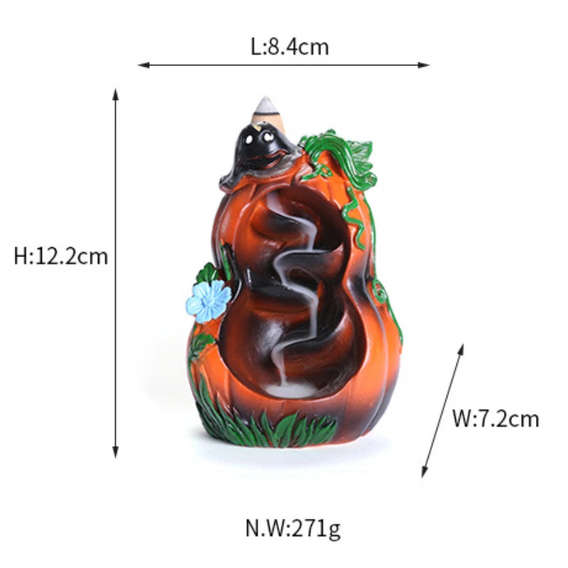 1pc Resin Waterfall Incense Burner Halloween Pumpkin Backflow Incense Burner Home Decor Home Aromatherapy (Without Incense)-Health Wisdom™