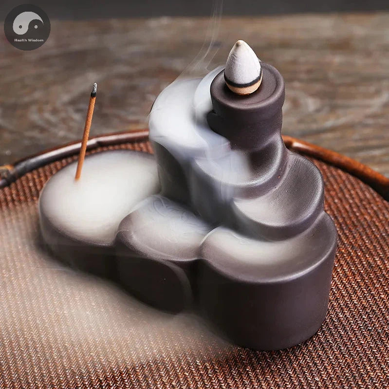 1pc, Simple Cylindrical Shape Ceramic Backflow Incense Burner Incense Stick Holder Purple Clay Censer Office Tea House Decorate-Health Wisdom™