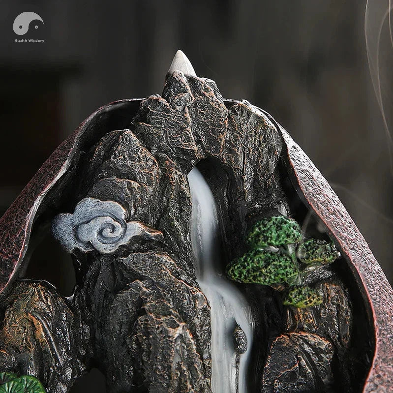 1pc, Smoke Waterfall Backflow Incense Burner Creative Home Decor Incense Holder Portable Resin Censer Mountain River Handicraft-Health Wisdom™