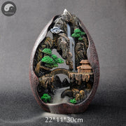 1pc, Smoke Waterfall Backflow Incense Burner Creative Home Decor Incense Holder Portable Resin Censer Mountain River Handicraft-Health Wisdom™