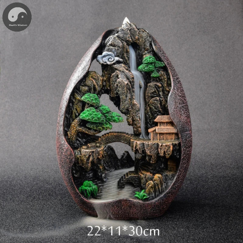 1pc, Smoke Waterfall Backflow Incense Burner Creative Home Decor Incense Holder Portable Resin Censer Mountain River Handicraft-Health Wisdom™