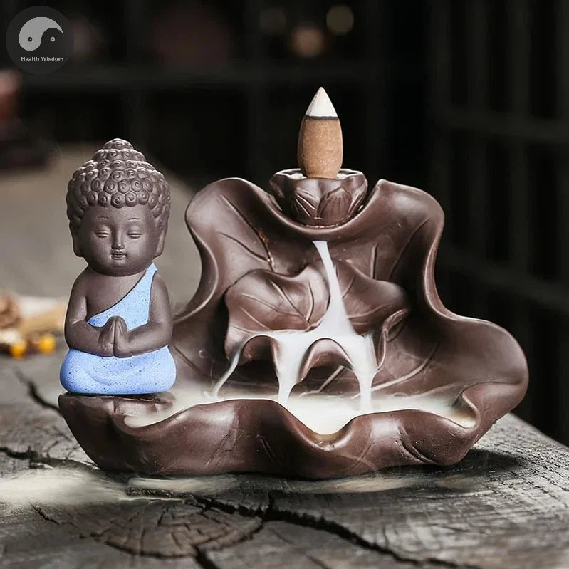 1pc, The Buddha Ceramic Handicrafts Lotus for Home Ornaments Backflow Incense Burner Handmade Purple Clay Holder Without Incense-Health Wisdom™