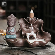 1pc, The Buddha Ceramic Handicrafts Lotus for Home Ornaments Backflow Incense Burner Handmade Purple Clay Holder Without Incense-Health Wisdom™