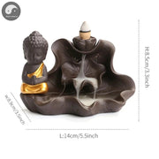 1pc, The Buddha Ceramic Handicrafts Lotus for Home Ornaments Backflow Incense Burner Handmade Purple Clay Holder Without Incense-Health Wisdom™