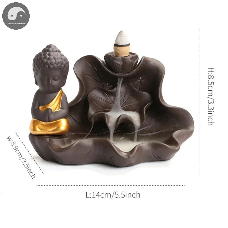 1pc, The Buddha Ceramic Handicrafts Lotus for Home Ornaments Backflow Incense Burner Handmade Purple Clay Holder Without Incense-Health Wisdom™