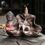 1pc, The Buddha Ceramic Handicrafts Lotus for Home Ornaments Backflow Incense Burner Handmade Purple Clay Holder Without Incense-Health Wisdom™
