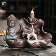 1pc, The Buddha Ceramic Handicrafts Lotus for Home Ornaments Backflow Incense Burner Handmade Purple Clay Holder Without Incense-Health Wisdom™