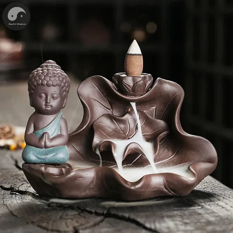 1pc, The Buddha Ceramic Handicrafts Lotus for Home Ornaments Backflow Incense Burner Handmade Purple Clay Holder Without Incense-Health Wisdom™