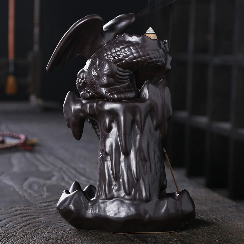 1pc Vintage Dragon Backflow Incense Burner Household Burner Home Decor Creative Home Aromatherapy Gift (Without Incense)-Health Wisdom™