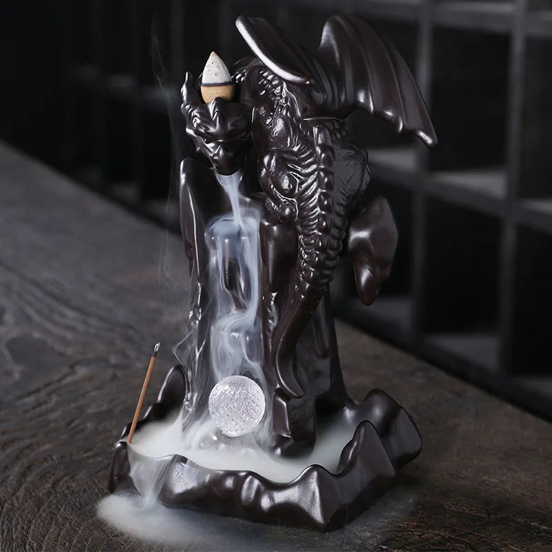 1pc Vintage Dragon Backflow Incense Burner Household Burner Home Decor Creative Home Aromatherapy Gift (Without Incense)-Health Wisdom™