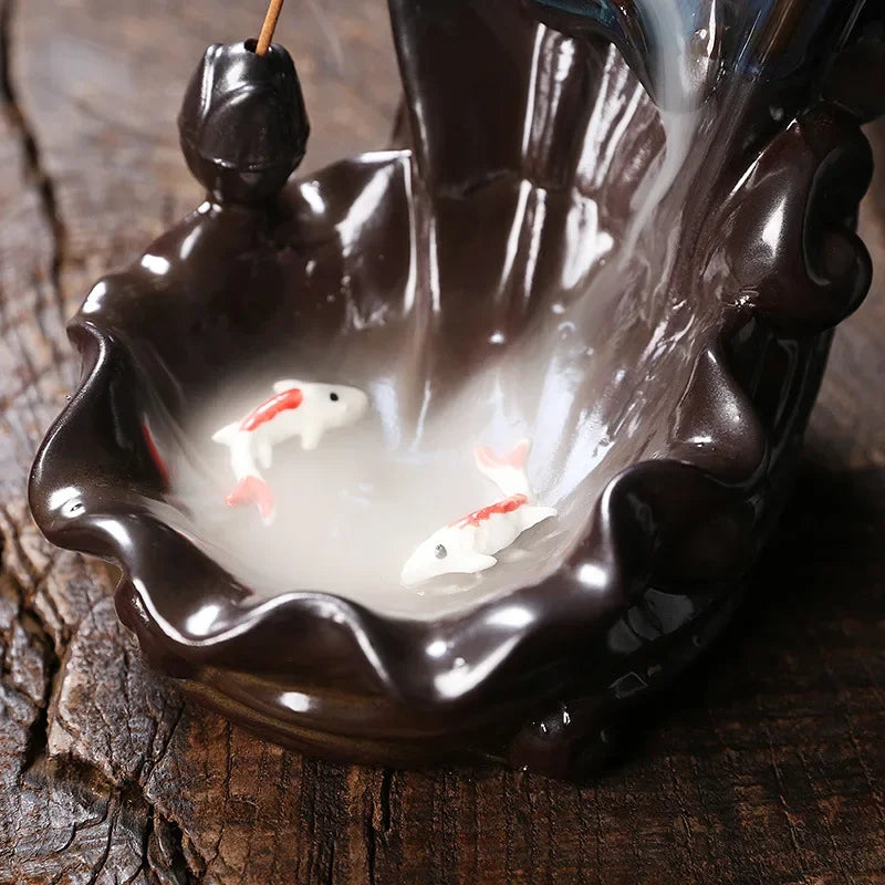 1pc, Waterfall Incense Burner Ceramic Incense Holder Home Decor Creative Home Aromatherapy Gift - Perfect Home Decoration Craft!-Health Wisdom™