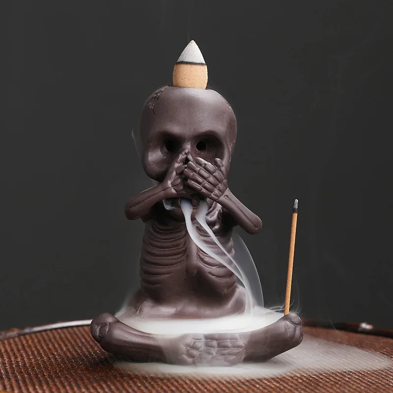 1pc Waterfall Incense Burner Halloween Skeleton Backflow Incense Burner Home Decor Creative Aromatherapy Gift (Without Incense)-Health Wisdom™