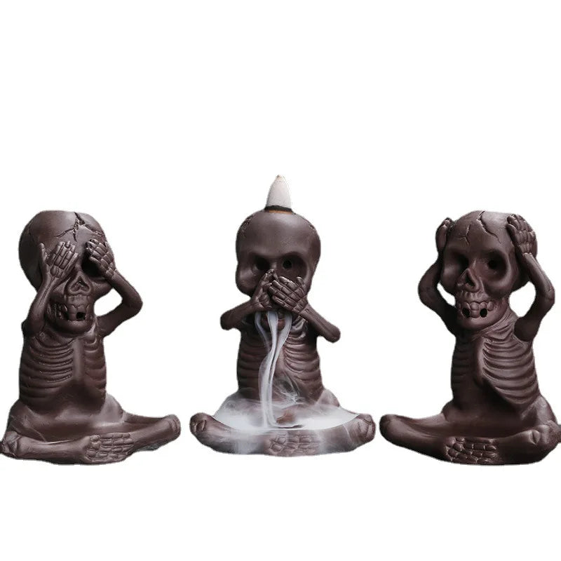 1pc Waterfall Incense Burner Halloween Skeleton Backflow Incense Burner Home Decor Creative Aromatherapy Gift (Without Incense)-Health Wisdom™