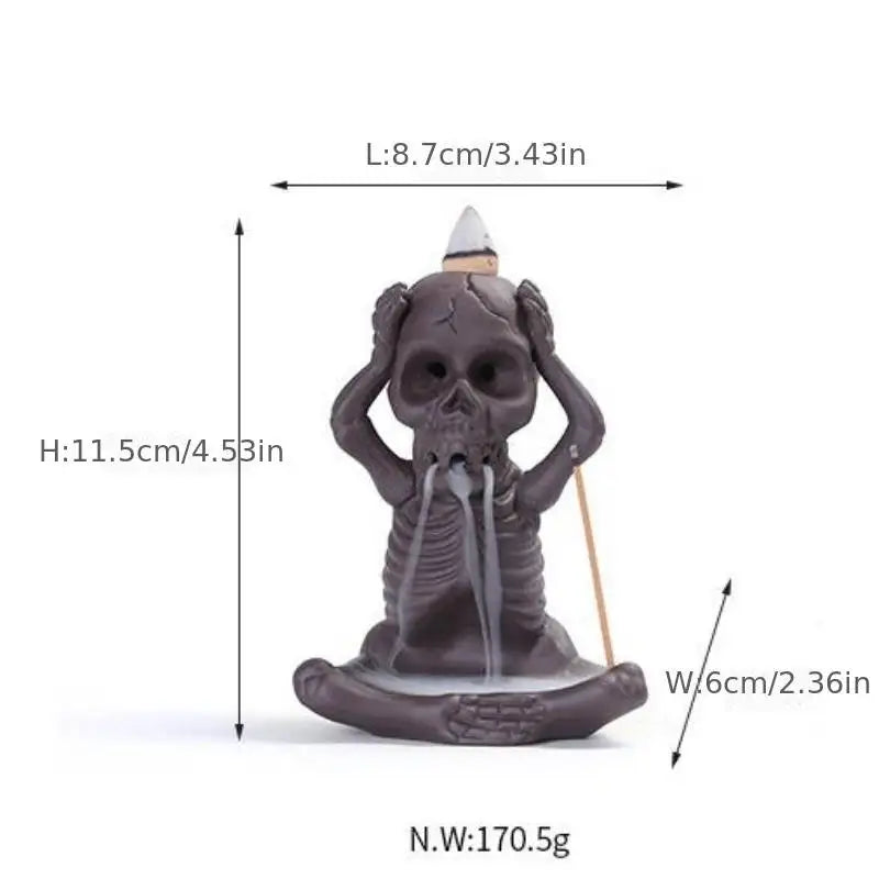 1pc Waterfall Incense Burner Halloween Skeleton Backflow Incense Burner Home Decor Creative Aromatherapy Gift (Without Incense)-Health Wisdom™