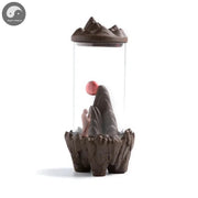1pc Zen Decor Lucky Feng Shui Windproof Ceramic Backflow Incense Burner Hand Gift Mini Landscape DIY Home Decoration -No Incense-Health Wisdom™