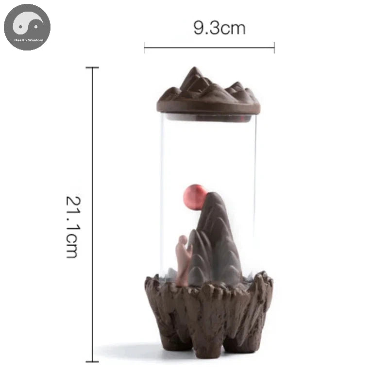 1pc Zen Decor Lucky Feng Shui Windproof Ceramic Backflow Incense Burner Hand Gift Mini Landscape DIY Home Decoration -No Incense-Health Wisdom™