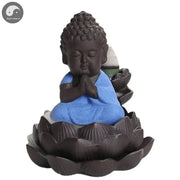 1pc, Zen Incense Buddha Ceramic Handicraft Lotus Home Ornaments Waterfall Backflow Incense Burner (Without Incense)-Health Wisdom™