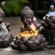 1pc, Zen Incense Buddha Ceramic Handicraft Lotus Home Ornaments Waterfall Backflow Incense Burner (Without Incense)-Health Wisdom™
