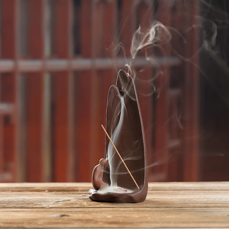 1pc, Zen Meditation Home Decor High Mountain Waterfall Backflow Incense Cones Burner Incense Stick Holder Censer Tea Pet-Health Wisdom™