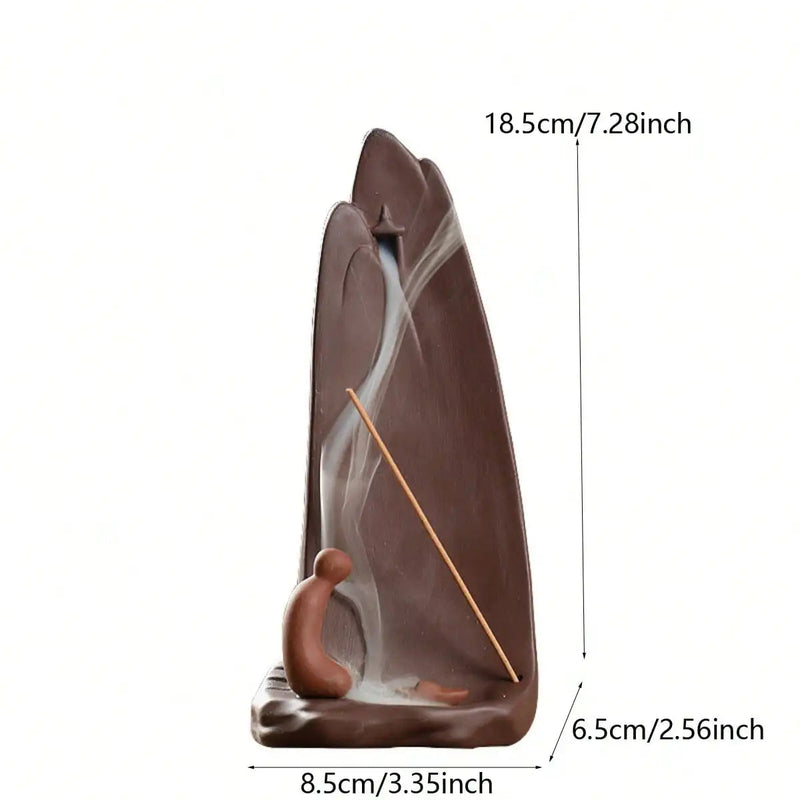 1pc, Zen Meditation Home Decor High Mountain Waterfall Backflow Incense Cones Burner Incense Stick Holder Censer Tea Pet-Health Wisdom™