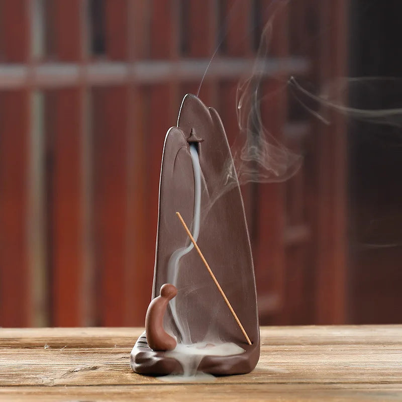 1pc, Zen Meditation Home Decor High Mountain Waterfall Backflow Incense Cones Burner Incense Stick Holder Censer Tea Pet-Health Wisdom™