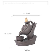 1pc,Buddha Hand Purple Clay Teapot Backflow Incense Burner Ceramic Censer Home Office Tea House Decor (Without Incense)-Health Wisdom™