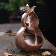 1pc,Chinese Ceramic Handicrafts Cucurbit Home Decor Ornaments Waterfall Backflow Incense Burner Incense Censer -Without Incense-Health Wisdom™