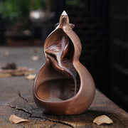 1pc,Chinese Ceramic Handicrafts Cucurbit Home Decor Ornaments Waterfall Backflow Incense Burner Incense Censer -Without Incense-Health Wisdom™