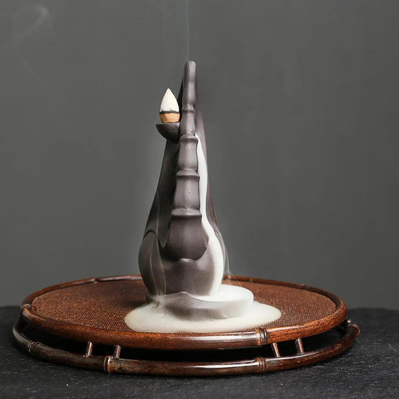1pc,Cute Swan Waterfall Backflow Incense Burner Ceramic Home Desktop Decor Ornament Incense Fountain (Without Incense）-Health Wisdom™