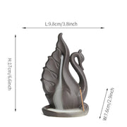 1pc,Cute Swan Waterfall Backflow Incense Burner Ceramic Home Desktop Decor Ornament Incense Fountain (Without Incense）-Health Wisdom™