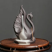 1pc,Cute Swan Waterfall Backflow Incense Burner Ceramic Home Desktop Decor Ornament Incense Fountain (Without Incense）-Health Wisdom™