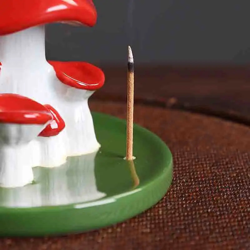 1pc,Handicraft Lovely Mushroom Waterfall Backflow Incense Burner Incense Stick Holder Censer Home Decor (Without Incense）-Health Wisdom™