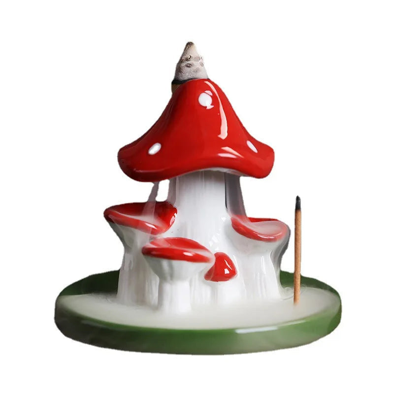 1pc,Handicraft Lovely Mushroom Waterfall Backflow Incense Burner Incense Stick Holder Censer Home Decor (Without Incense）-Health Wisdom™