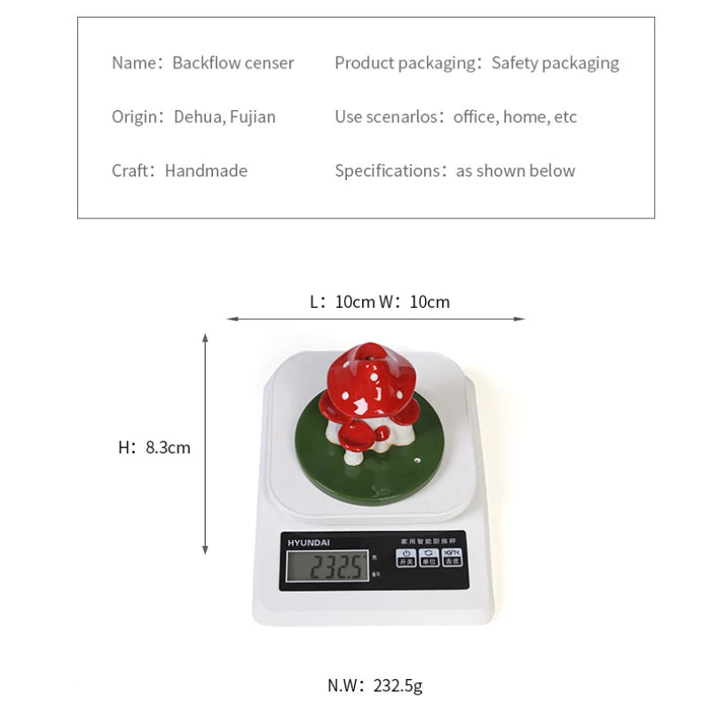 1pc,Handicraft Lovely Mushroom Waterfall Backflow Incense Burner Incense Stick Holder Censer Home Decor (Without Incense）-Health Wisdom™