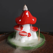1pc,Handicraft Lovely Mushroom Waterfall Backflow Incense Burner Incense Stick Holder Censer Home Decor (Without Incense）-Health Wisdom™
