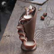 1pc,Handmade Torch Design Waterfall Incense Burner Creative Home Decor Incense Holder Portable Ceramic Censer (Without Incense)-Health Wisdom™